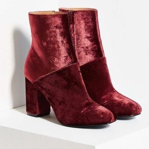 Urban Outfitters Red Velvet Booties